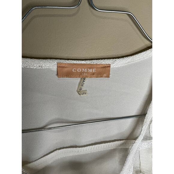 Comme USA Lace Blouse Long Sleeve Sheer Round Neck Lace White Womens Medium NWOT - Picture 4 of 7